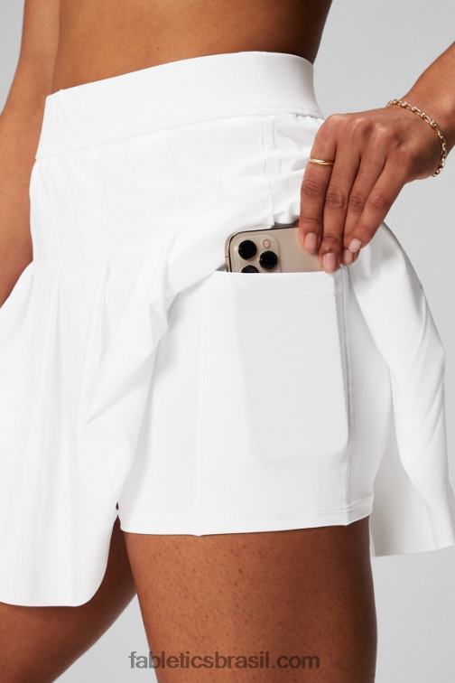 Fabletics clássico branco/cinza mineral 420HR622 saia plissada com short embutido mulheres