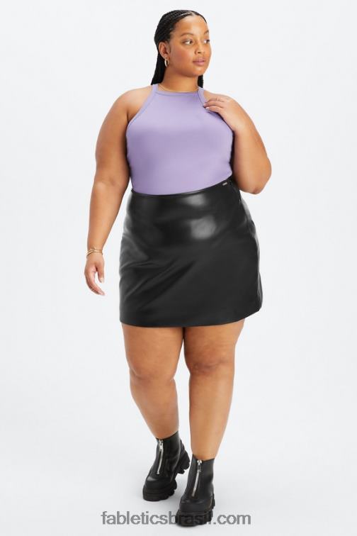 Fabletics estanho bicolor leopardo/orquídea 420HR636 minissaia cintura alta de couro vegano mulheres