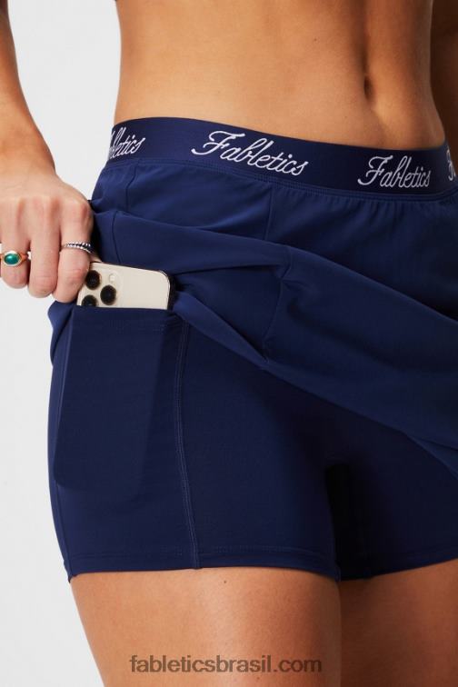 Fabletics marinha colegiada / marinha colegiada 420HR626 saia de bolso trançada com short embutido mulheres