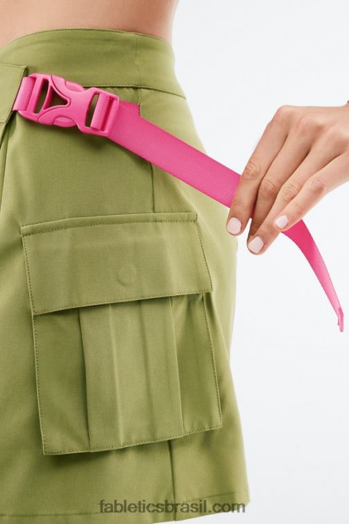 Fabletics ponche verde-oliva/rosa desbotado 420HR649 saia enrolada Jillian mulheres