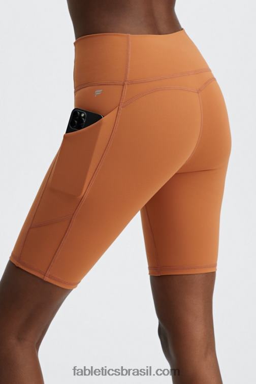 Fabletics abismo/vermelhão 420HR522 short cintura alta com bolso oasis 9 mulheres