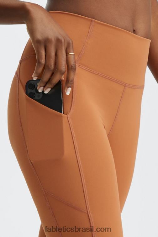 Fabletics abismo/vermelhão 420HR522 short cintura alta com bolso oasis 9 mulheres