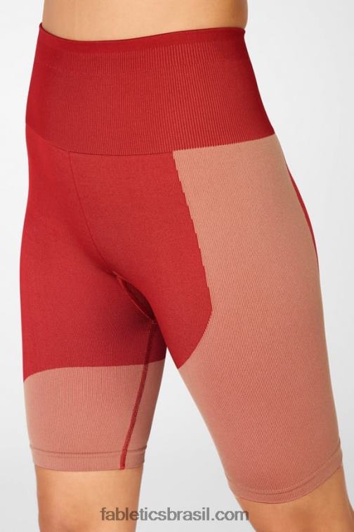 Fabletics alto vermelho/maplewood 420HR534 short cintura alta sem costura mulheres