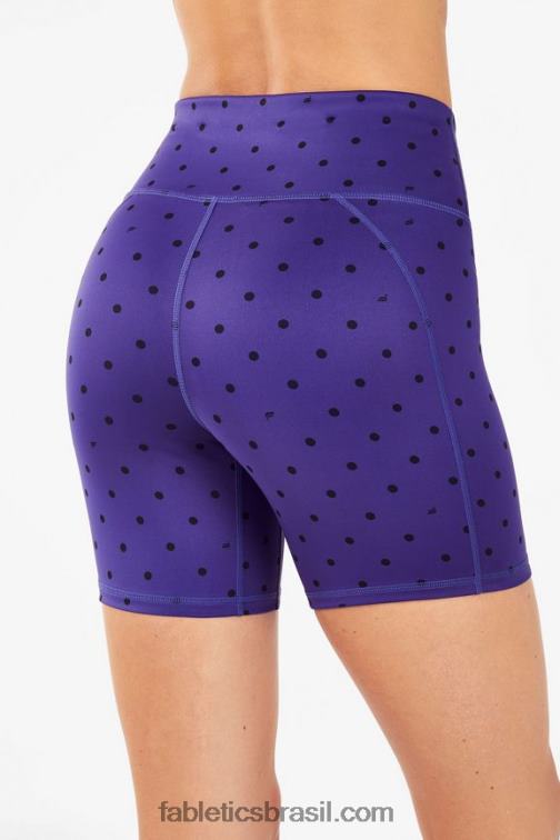 Fabletics ameixa de açúcar/bolinhas pretas 420HR591 shorts ultracool estampados de cintura alta mulheres