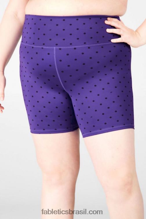 Fabletics ameixa de açúcar/bolinhas pretas 420HR592 shorts ultracool estampados de cintura alta mulheres
