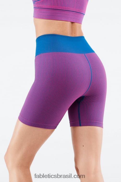 Fabletics azul elétrico/rosa brilhante 420HR449 short cintura alta sem costura mulheres