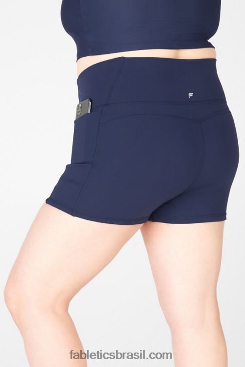 Fabletics azul pacífico/neon/branco 420HR467 short cintura alta oasis pureluxe 2'' mulheres