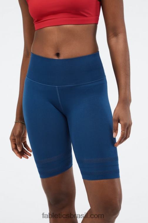 Fabletics baía enevoada/beijo de pêssego 420HR578 short cintura alta perfurado em malha esculpida mulheres