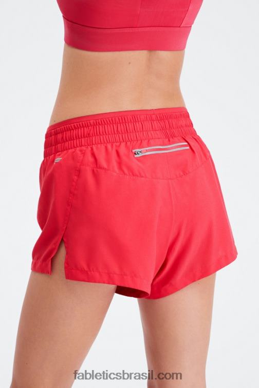 Fabletics batom vermelho/prata reflexivo 420HR273 respirar cintura média correr curto mulheres