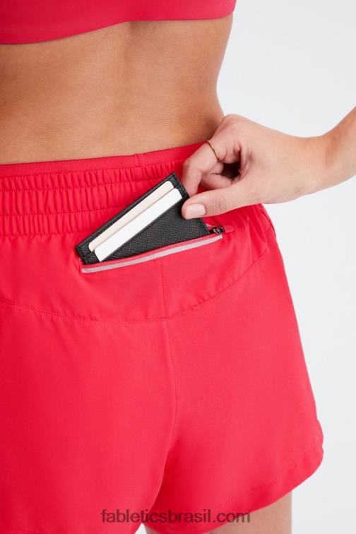 Fabletics batom vermelho/prata reflexivo 420HR273 respirar cintura média correr curto mulheres