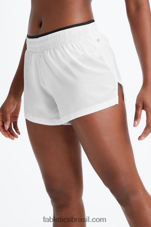 Fabletics branco brilhante/preto/prata reflexivo 420HR277 respirar cintura média correr curto mulheres
