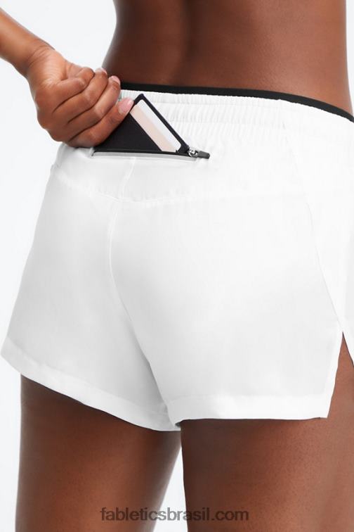 Fabletics branco brilhante/preto/prata reflexivo 420HR277 respirar cintura média correr curto mulheres