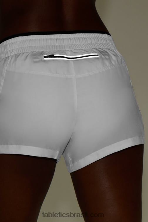 Fabletics branco brilhante/preto/prata reflexivo 420HR277 respirar cintura média correr curto mulheres