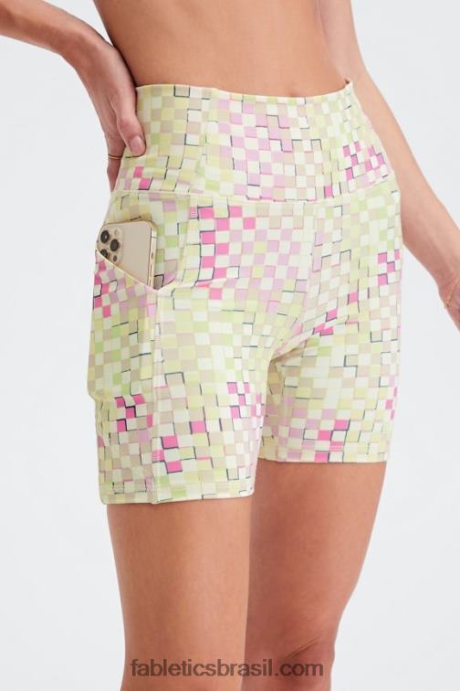 Fabletics branco/micro ponto 420HR303 oasis pureluxe cintura alta 6'' short 13 mulheres