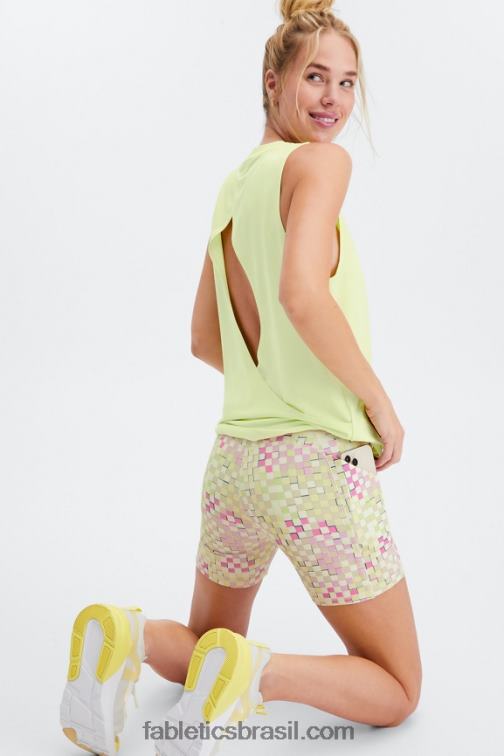 Fabletics branco/micro ponto 420HR303 oasis pureluxe cintura alta 6'' short 13 mulheres