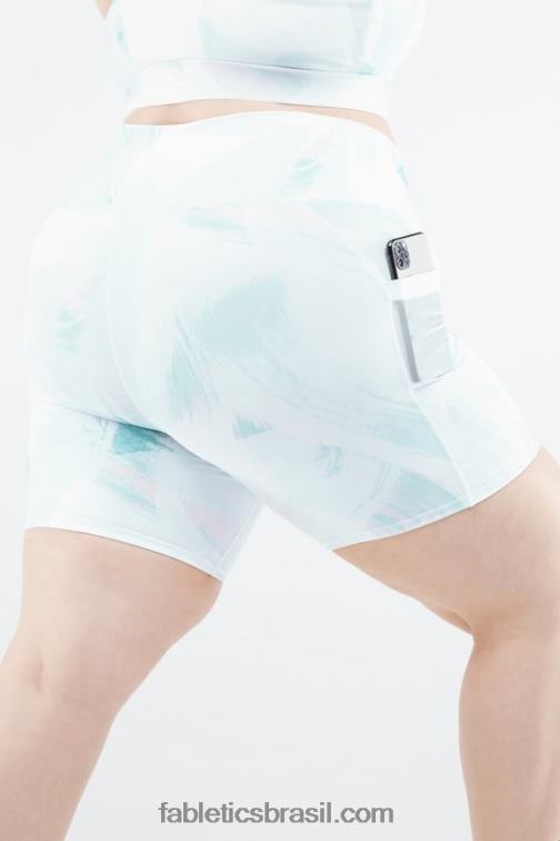 Fabletics branco quente/prata reflexivo 420HR269 on-the-go powerhold cintura alta 6'' curto 9 mulheres