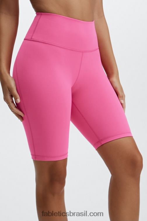 Fabletics branco/rosa de pelúcia multi 420HR342 define powerhold cintura alta 9'' short 19 mulheres
