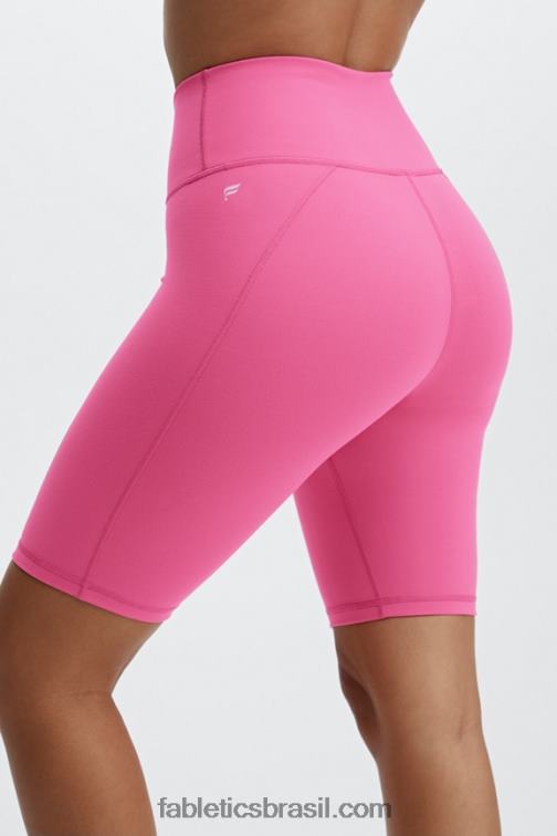 Fabletics branco/rosa de pelúcia multi 420HR342 define powerhold cintura alta 9'' short 19 mulheres