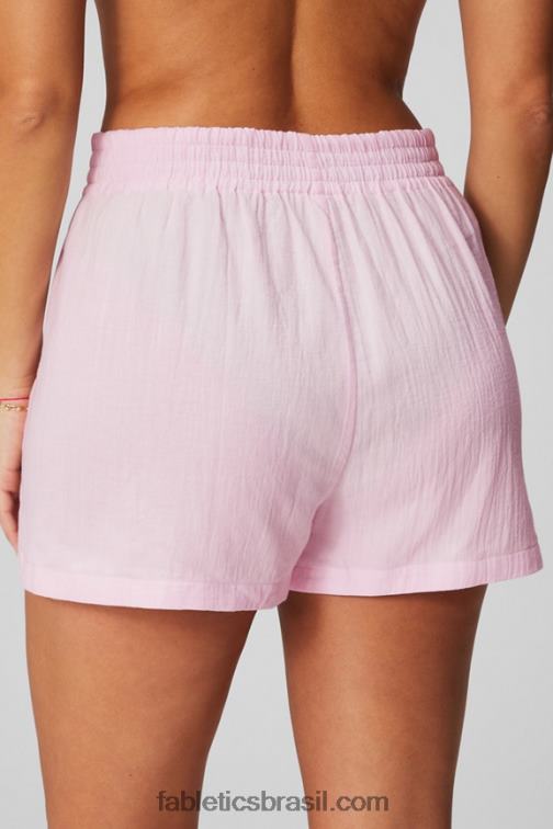 Fabletics casca de salgueiro/preta 420HR246 short cintura alta em voile de algodão mulheres