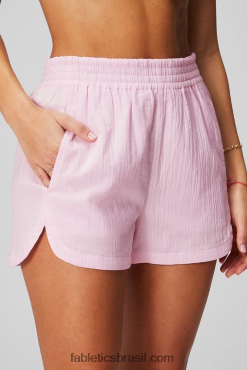 Fabletics casca de salgueiro/preta 420HR246 short cintura alta em voile de algodão mulheres