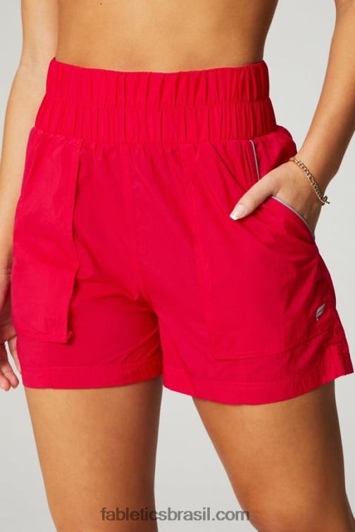 Fabletics cereja clássica/prata reflexiva 420HR607 short de náilon com cintura ultra alta mulheres