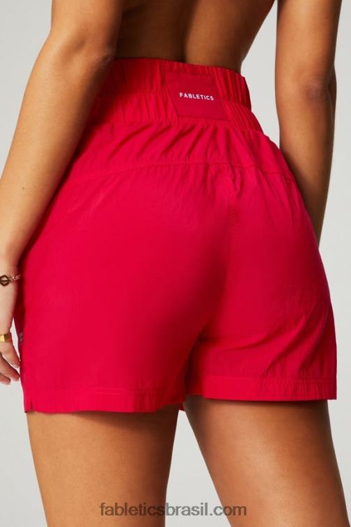 Fabletics cereja clássica/prata reflexiva 420HR607 short de náilon com cintura ultra alta mulheres
