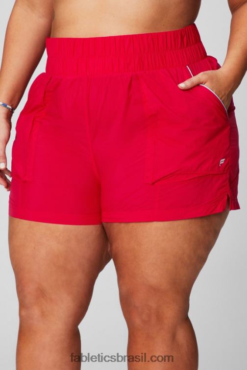 Fabletics cereja clássica/prata reflexiva 420HR608 short de náilon com cintura ultra alta mulheres