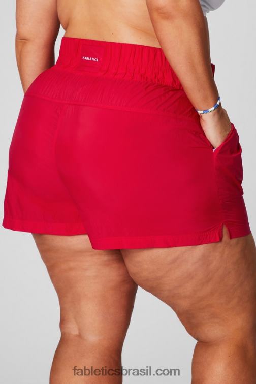 Fabletics cereja clássica/prata reflexiva 420HR608 short de náilon com cintura ultra alta mulheres