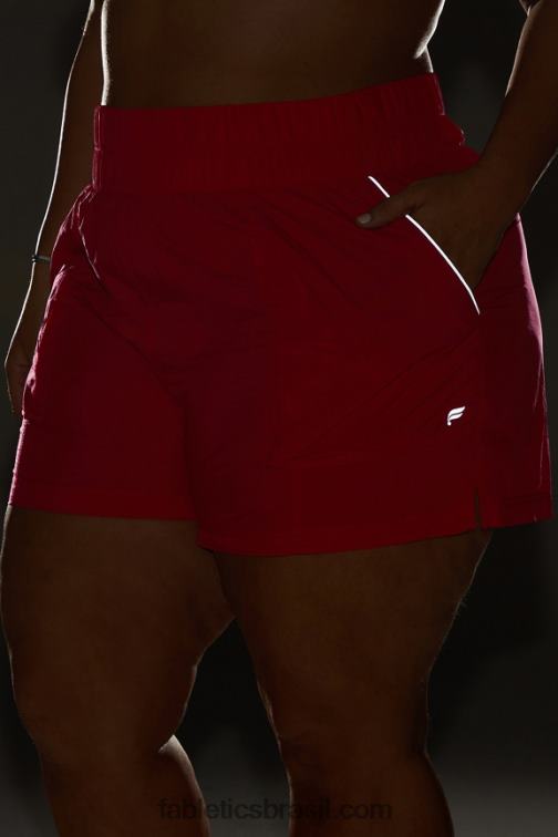 Fabletics cereja clássica/prata reflexiva 420HR608 short de náilon com cintura ultra alta mulheres