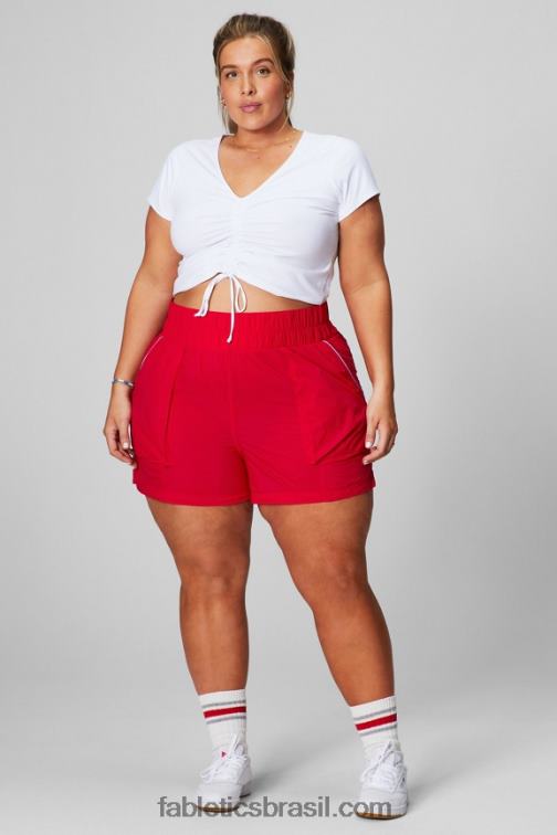 Fabletics cereja clássica/prata reflexiva 420HR608 short de náilon com cintura ultra alta mulheres