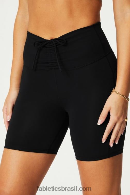 Fabletics clássico branco/gráfico 420HR610 short franzido de cintura ultra alta pureluxe 6" mulheres