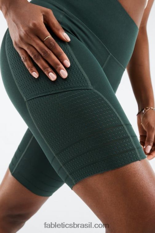 Fabletics clássico branco/preto 420HR543 short de malha cintura alta com bolso mulheres