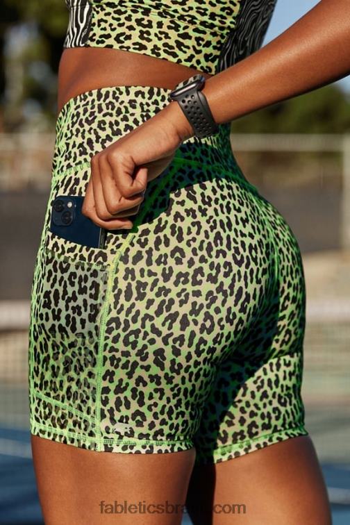 Fabletics clube negro/atlético 420HR252 on-the-go powerhold cintura alta 6'' curto 5 mulheres