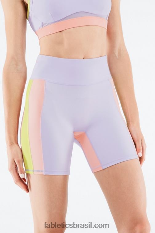 Fabletics cosmo roxo/cinza menta 420HR550 cintura alta trinity run short 7