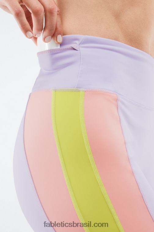 Fabletics cosmo roxo/cinza menta 420HR550 cintura alta trinity run short 7