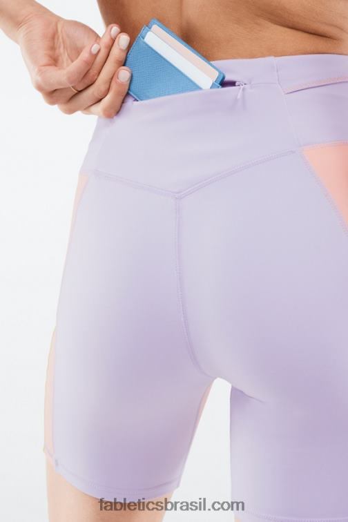 Fabletics cosmo roxo/cinza menta 420HR550 cintura alta trinity run short 7