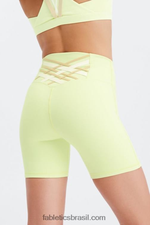 Fabletics creme de limão/multi 420HR414 boost powerhold cintura alta 6'' short mulheres