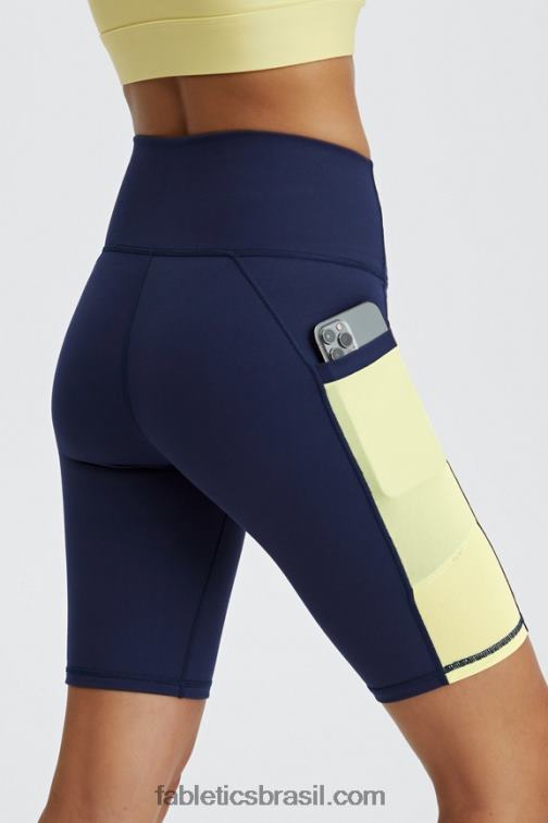 Fabletics creme marinho/limão profundo 420HR516 short powerhold cintura alta on-the-go 9'' mulheres