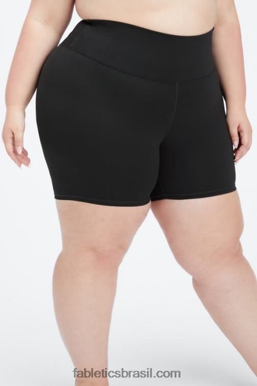 Fabletics creme preto/limão 420HR422 boost powerhold cintura alta 6'' short mulheres