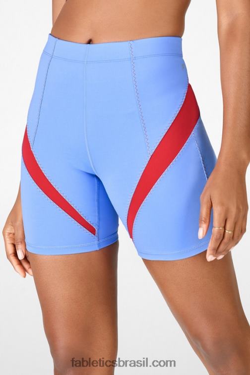 Fabletics cristal azul/caqui 420HR593 motion365 de cintura alta curta 6" mulheres
