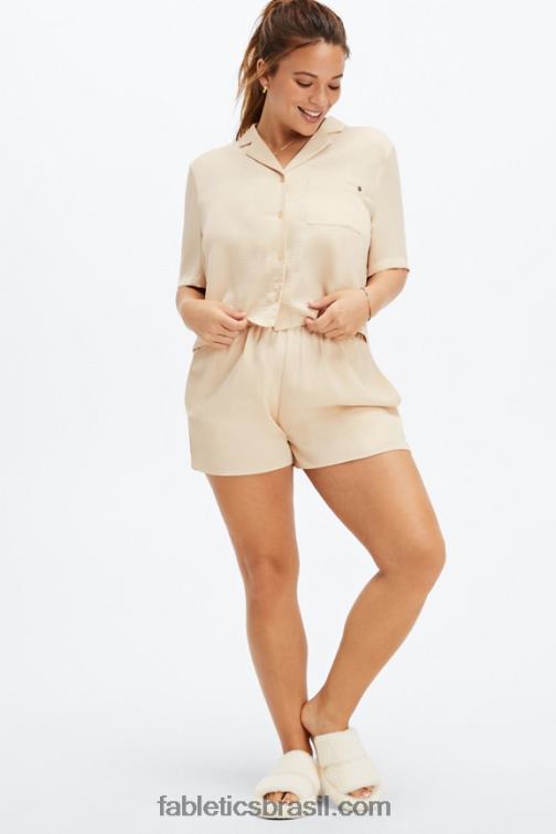 Fabletics folha preta/primavera 420HR498 ecosatin dormir curto mulheres