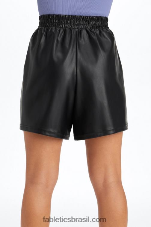 Fabletics fuga da ilha / marinha profunda 420HR356 short cintura alta couro vegano mulheres