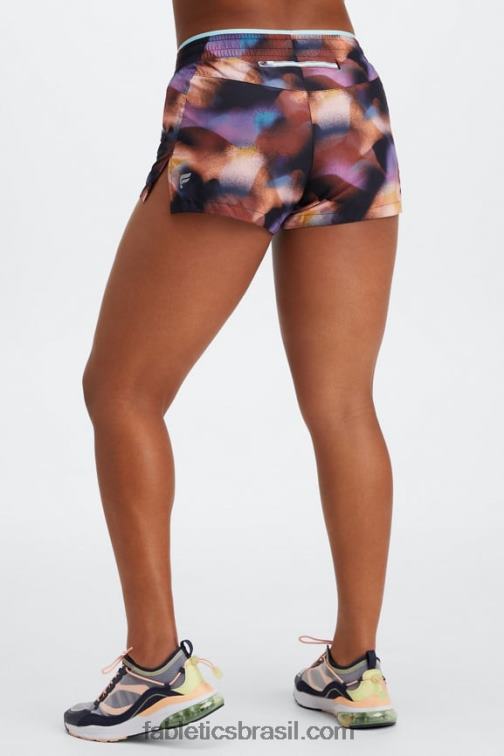 Fabletics fusão/onda de cristal/prata reflexiva 420HR275 respirar cintura média correr curto mulheres