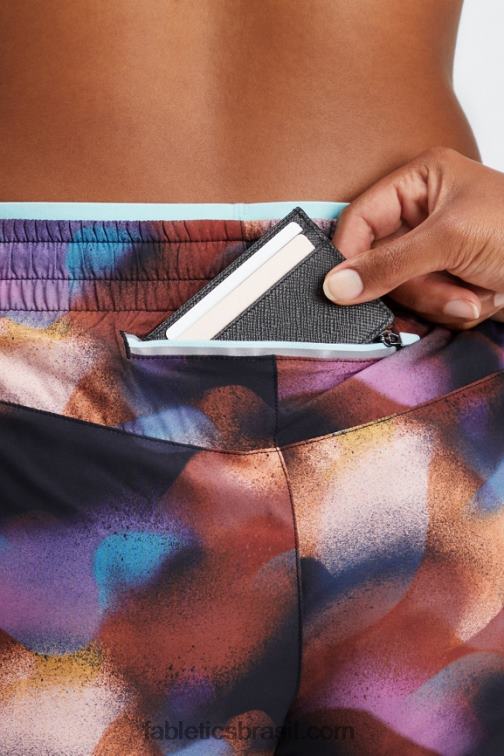 Fabletics fusão/onda de cristal/prata reflexiva 420HR275 respirar cintura média correr curto mulheres