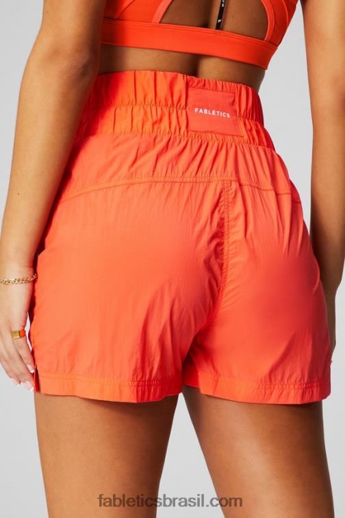 Fabletics laranja paixão/prata reflexivo 420HR603 short de náilon com cintura ultra alta mulheres