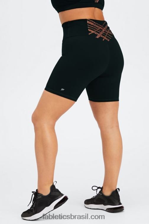Fabletics leo ondulado preto/ocre queimado 420HR418 boost powerhold cintura alta 6'' short mulheres