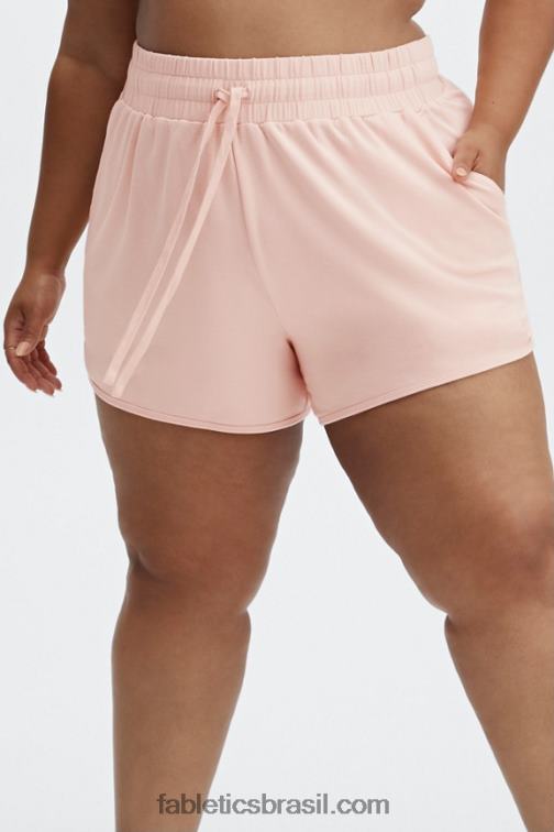 Fabletics logotipo branco/branco 420HR481 short de academia lounge terry mulheres
