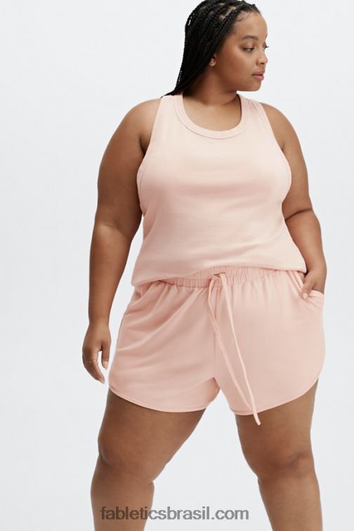 Fabletics logotipo branco/branco 420HR481 short de academia lounge terry mulheres