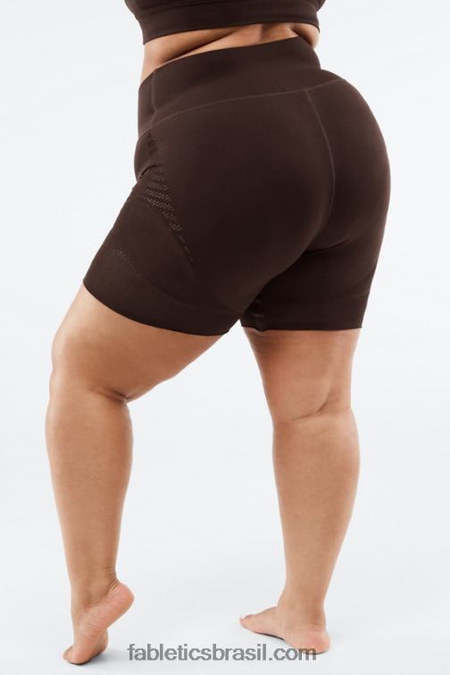 Fabletics logotipo branco/branco 420HR533 short cintura alta 6'' em malha esculpida mulheres