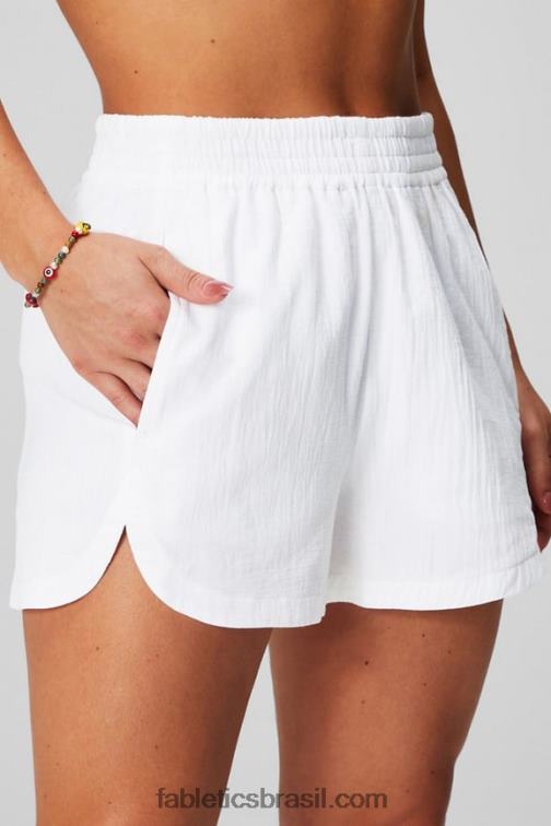 Fabletics maçã verde/azeda fumada 420HR245 short cintura alta em voile de algodão mulheres